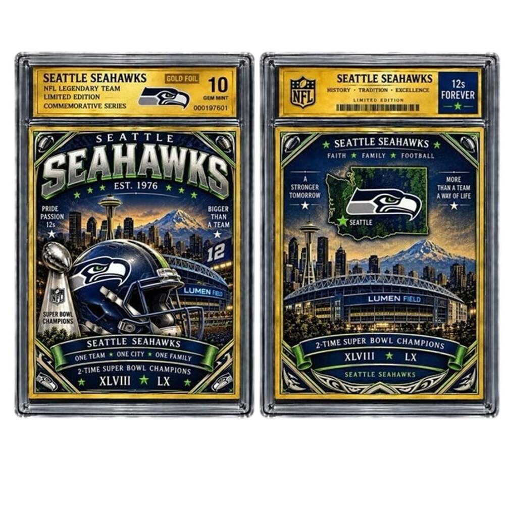Seattle Seahawks NFL Gold Foil Collectible Limited Edition Protective Case